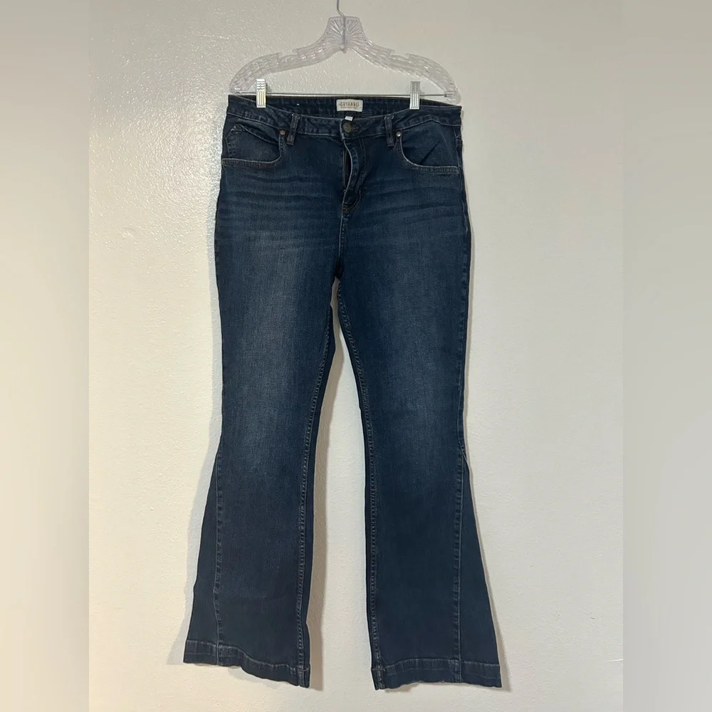 Shyanne Dark Blue Flare Jeans - Picture 1 of 5